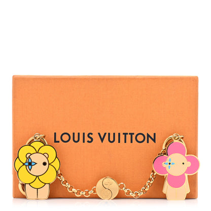 Louis Vuitton Metal Enamel Monogram Vivienne And Petula Best Friends Bag Charm Key Holder Gold 4 of 4
