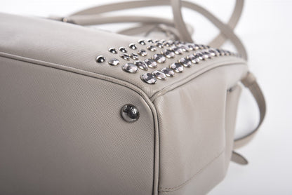 Prada Saffiano Lux Studded Crystal Medium Galleria Double Zip Tote Talco 12 of 12