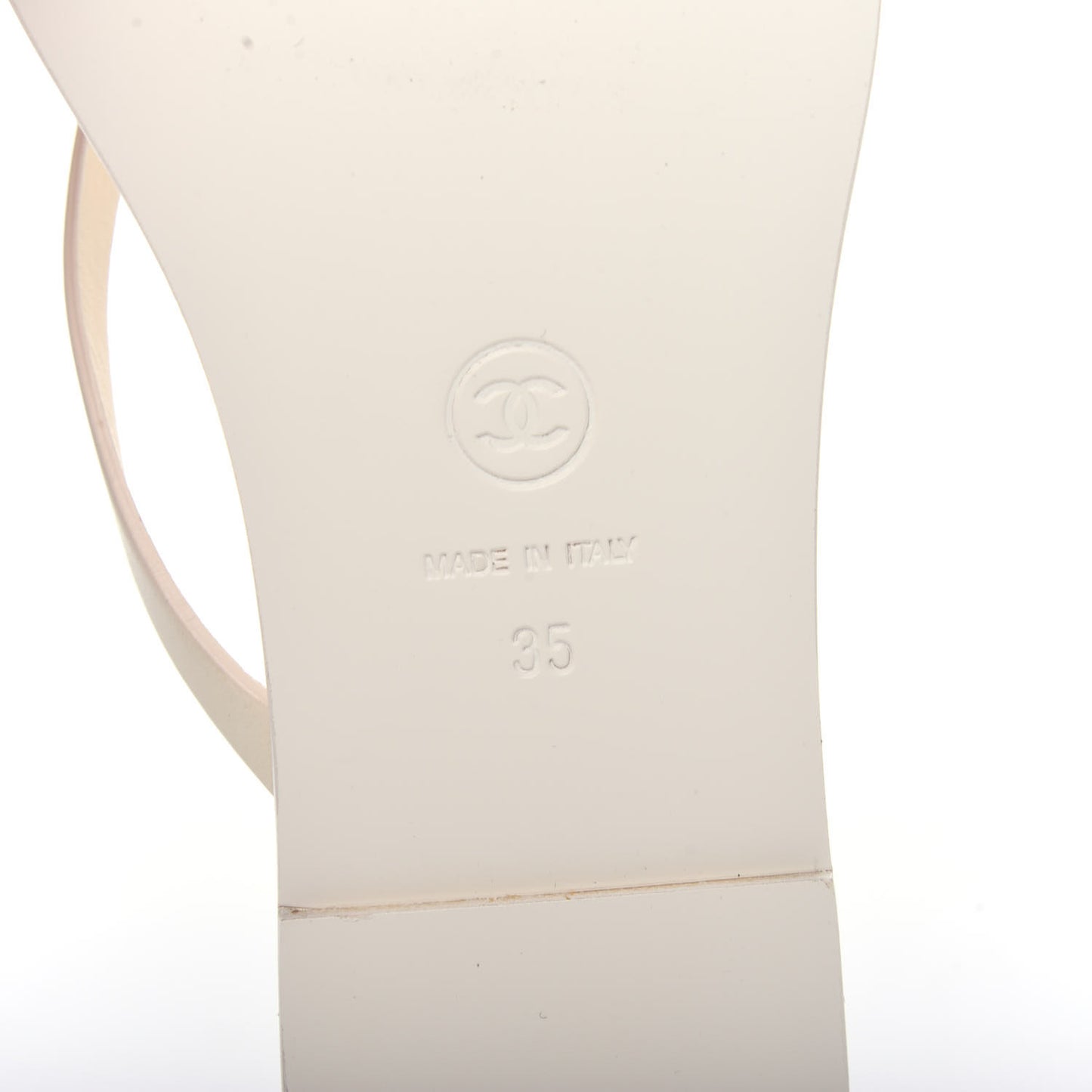 Calfskin CC Thong Sandals 35 White