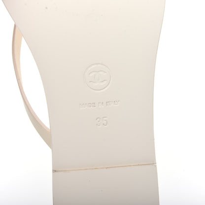 Chanel Calfskin CC Thong Sandals 35 White 9 of 11