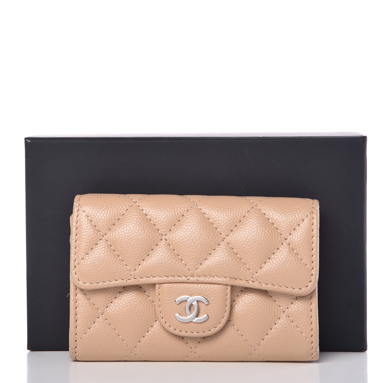 Chanel Caviar Quilted Card Holder Wallet Beige 10 of 10