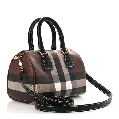 Burberry E-canvas Check Mini Bowling Bag Dark Birch Brown 3 of 12