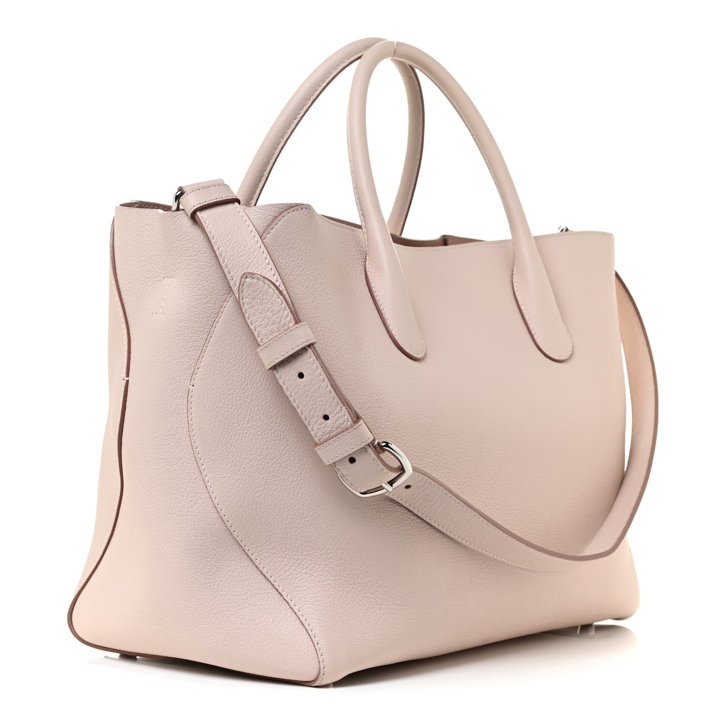 Supple Grained Calfskin Large Open Bar Tote Rose Poudre