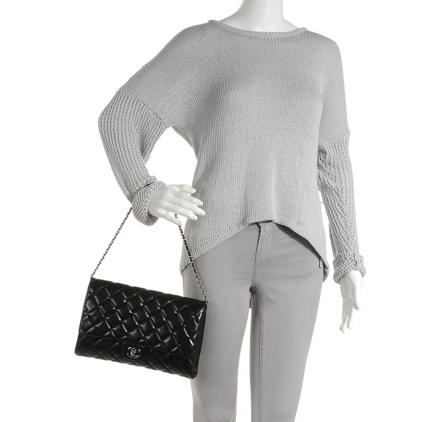 Lambskin Quilted Clutch Flap Black