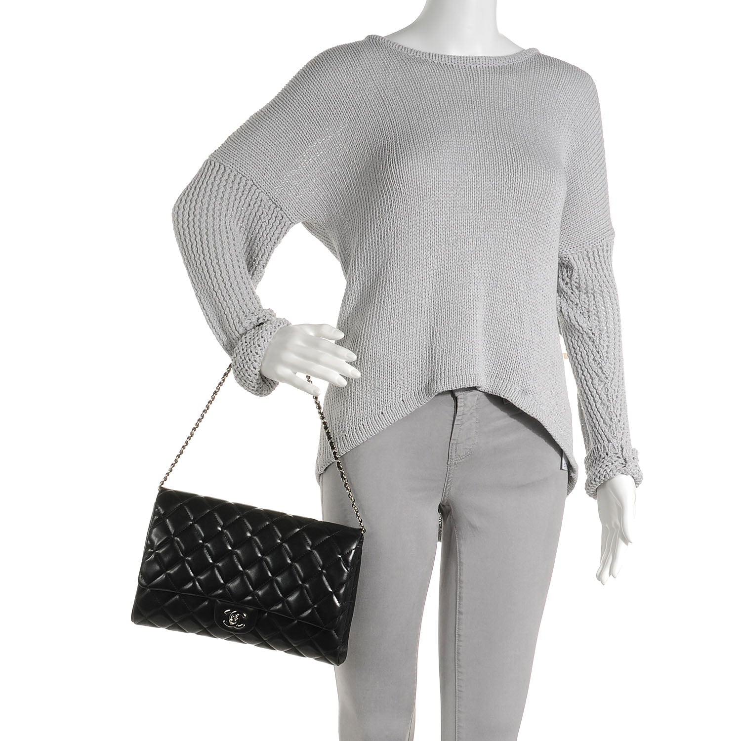 Chanel Lambskin Quilted Clutch Flap Black 2 of 7
