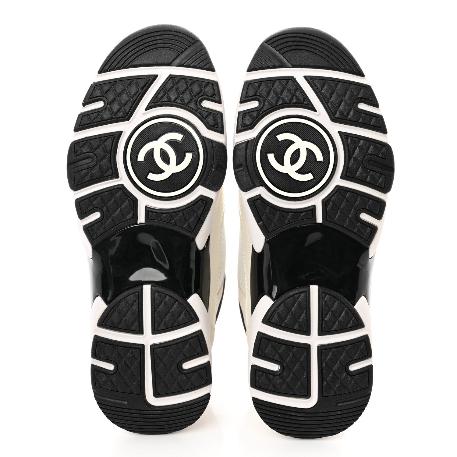 Chanel Mesh Suede Calfskin Grained Calfskin Womens CC Sneakers 37 White Black 5 of 8