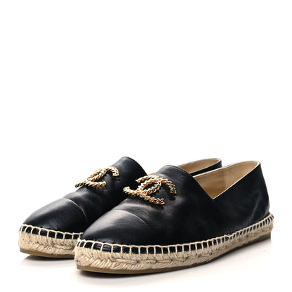 Chanel Calfskin Chain CC Espadrilles 40 Black 3 of 8