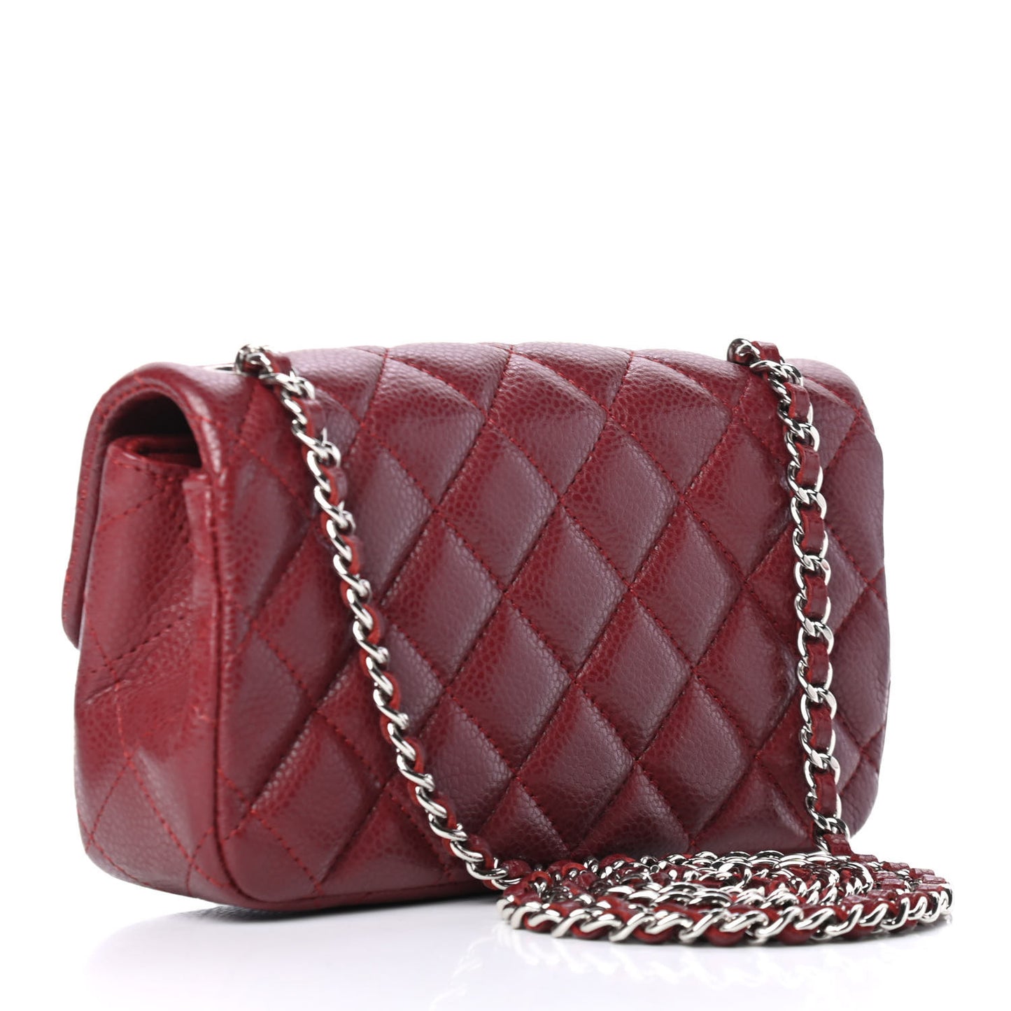 Caviar Quilted Extra Mini Flap Burgundy