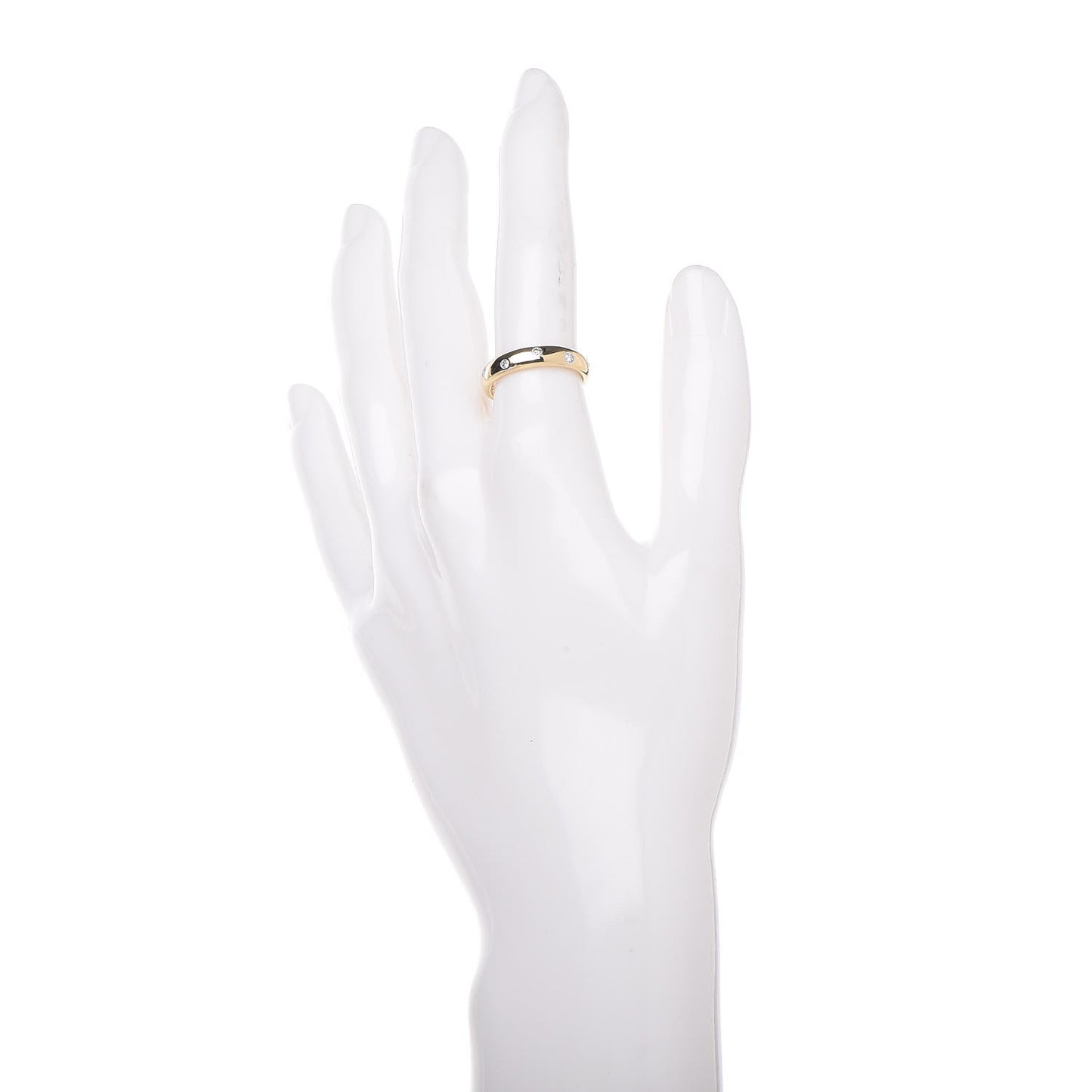 18K Yellow Gold Platinum Diamond 4mm Etoile Band Ring 51 5.75