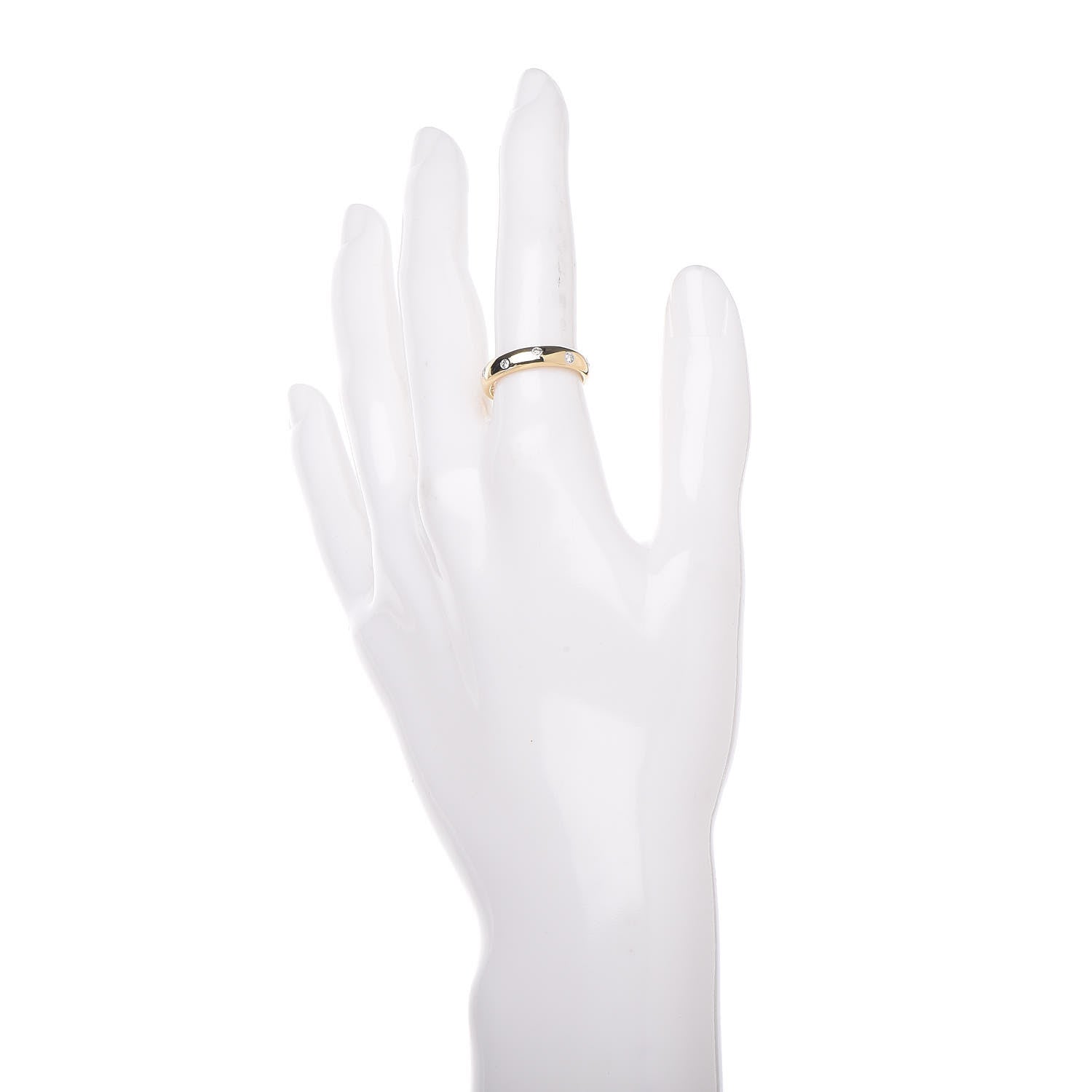 Tiffany 18K Yellow Gold Platinum Diamond 4mm Etoile Band Ring 51 5.75 2 of 5