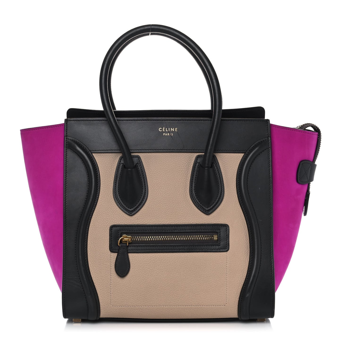 Baby Grained Calfskin Nubuck Micro Tri-Color Luggage Fuchsia