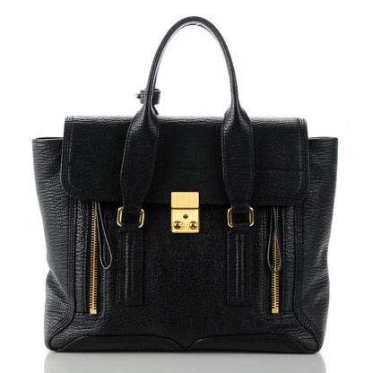3.1 Phillip Lim 3.1 Textured Calfskin Medium Pashli Satchel Black 1 of 8