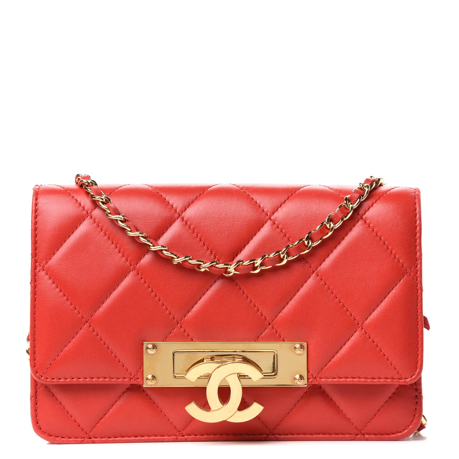 Chanel Lambskin Quilted Golden Class Wallet on Chain WOC Red 1 of 10
