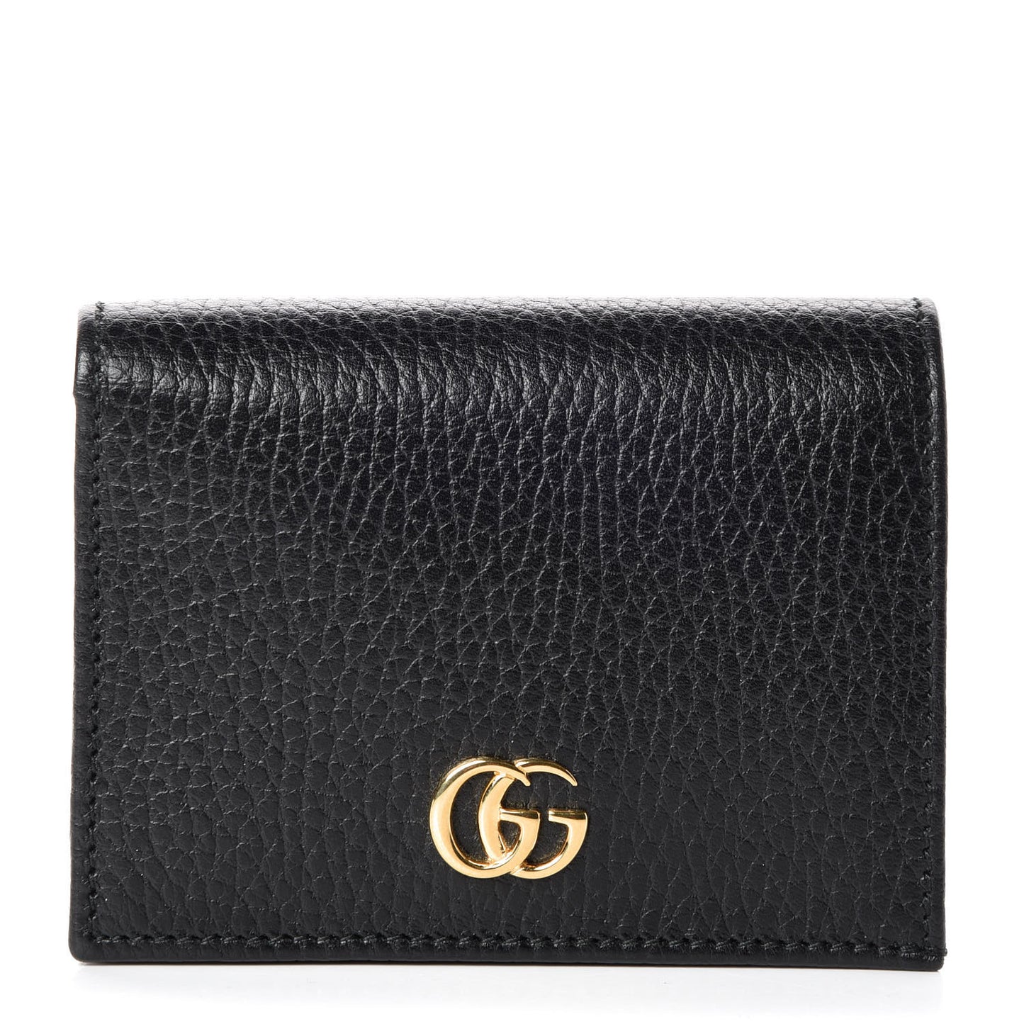 Pebbled Calfskin GG Marmont Card Case Black