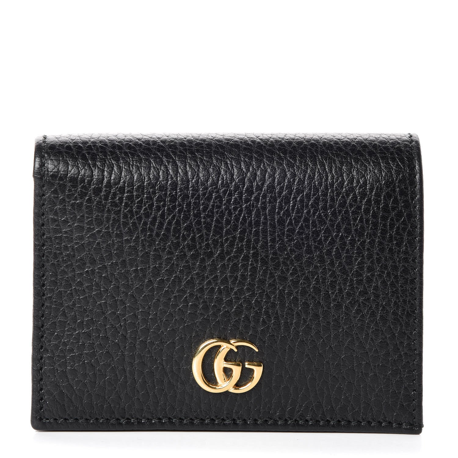 Gucci Pebbled Calfskin GG Marmont Card Case Black 1 of 9