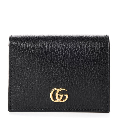Gucci Pebbled Calfskin GG Marmont Card Case Black 1 of 9