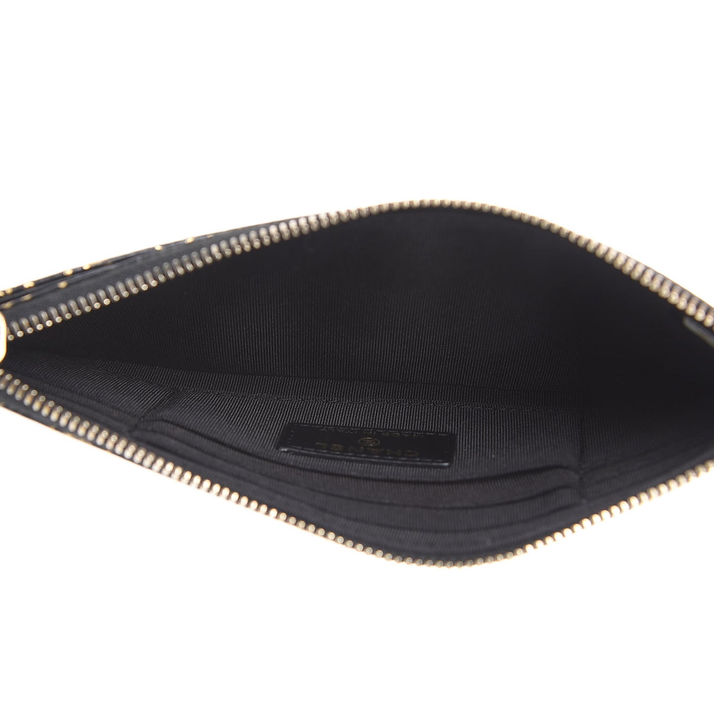 Calfskin Crocodile Embossed Graffiti 2.55 Cocodile Reissue Zip Pouch Black Gold