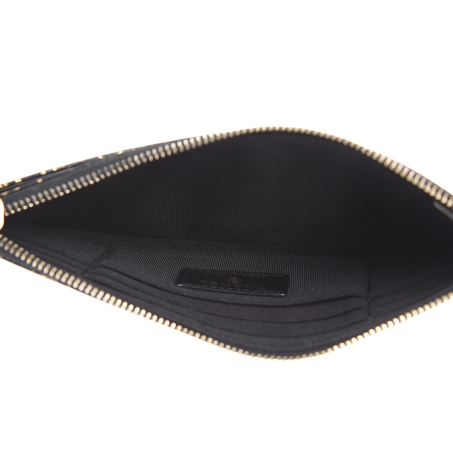 Chanel Calfskin Crocodile Embossed Graffiti 2.55 Cocodile Reissue Zip Pouch Black Gold 5 of 7