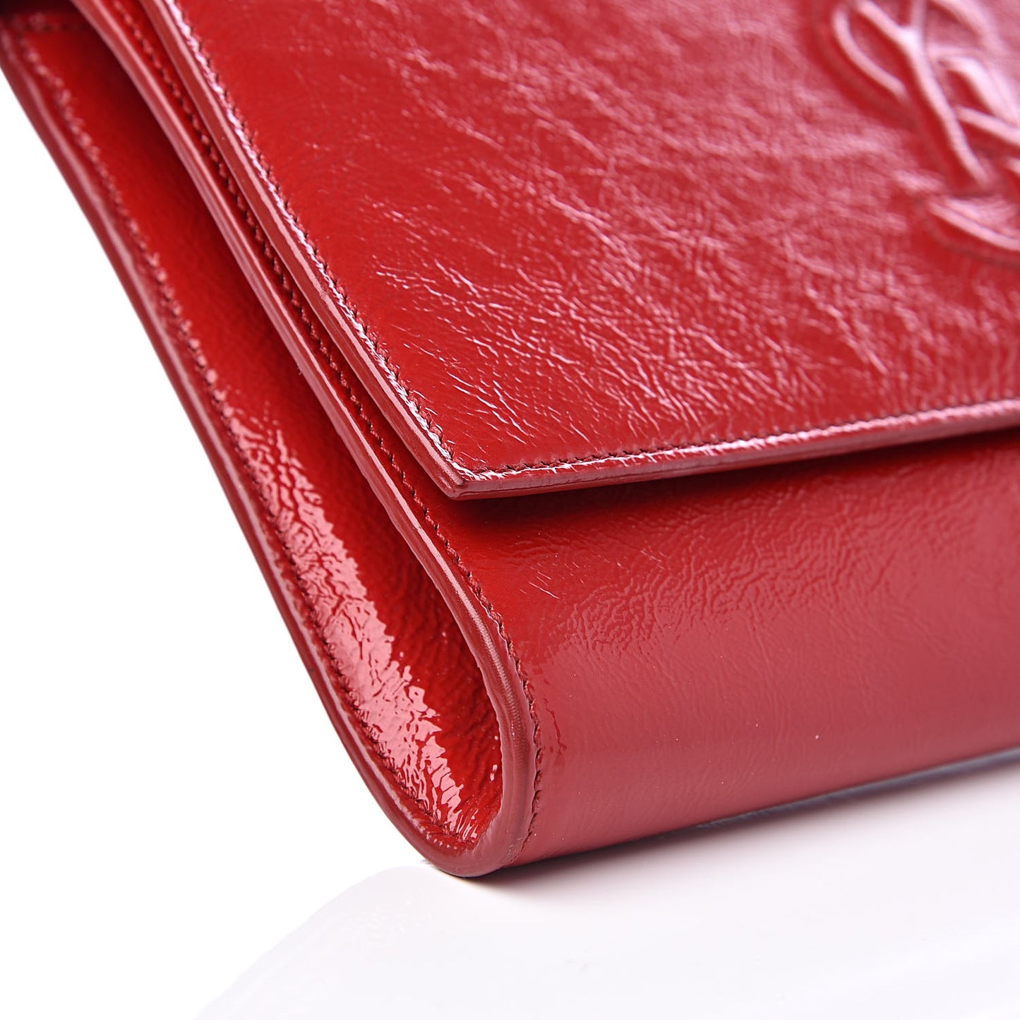 Textured Patent Monogram Large Belle De Jour Clutch Red
