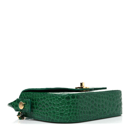 Chanel Calfskin Crocodile Embossed Turn Around Clutch With Chain Green 4 of 11