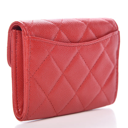 Chanel Caviar Quilted Flap Card Holder Wallet Red 3 of 9