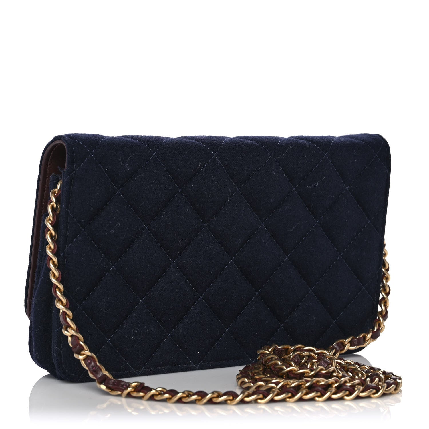 Chanel Felt Quilted Paris-Hamburg Charms Wallet On Chain WOC Dark Navy 3 of 10