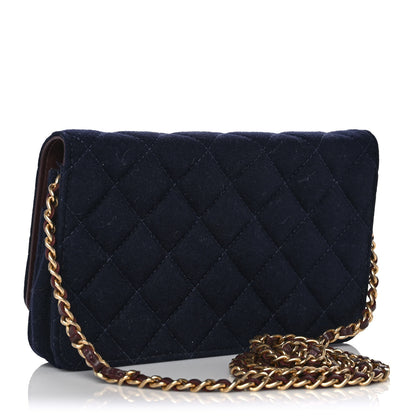 Chanel Felt Quilted Paris-Hamburg Charms Wallet On Chain WOC Dark Navy 3 of 10
