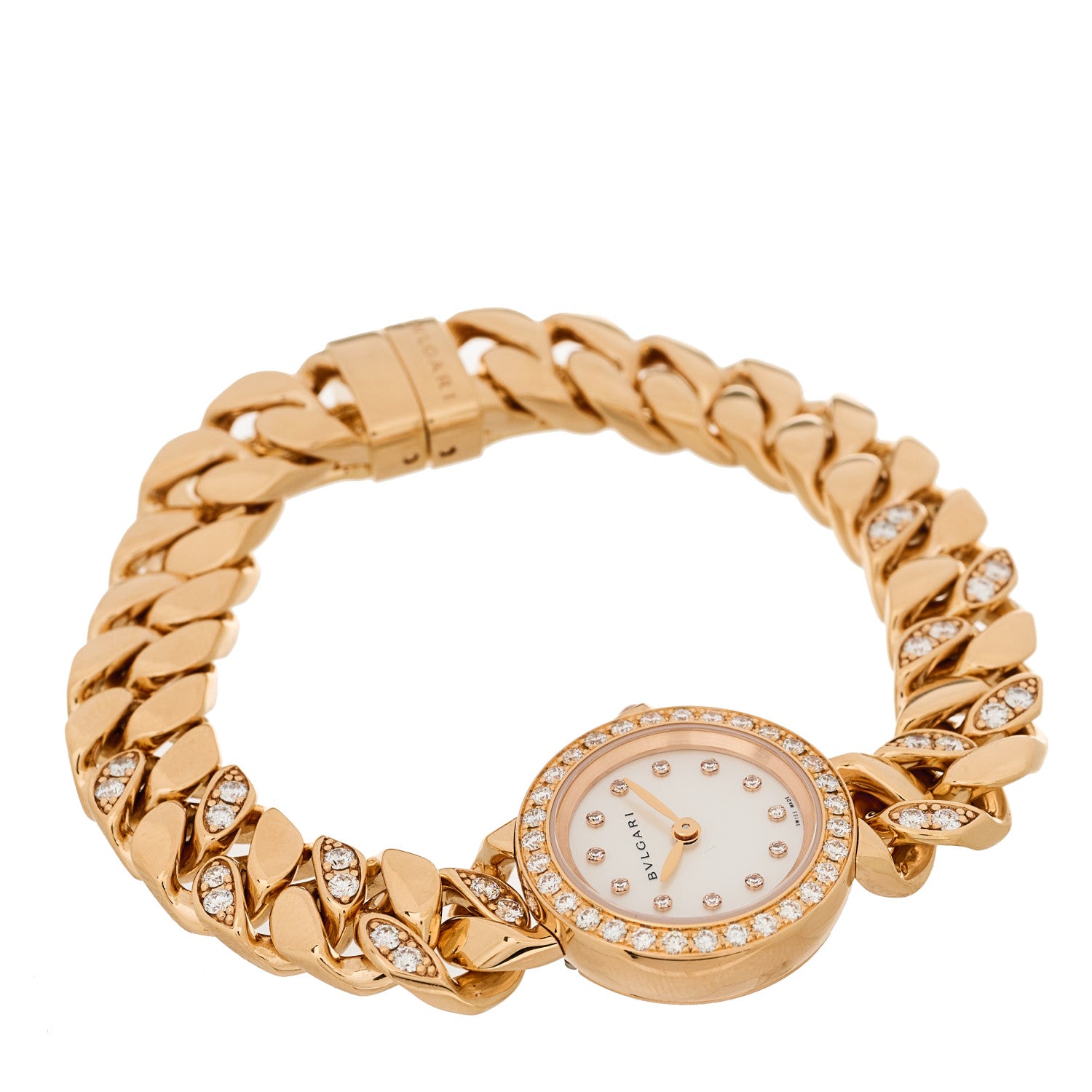 Bulgari 18K Rose Gold Diamond Bezel Mother of Pearl 22mm Piccola Catene Quartz Watch 2 of 5
