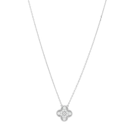 Van Cleef & Arpels 18K White Gold Diamond Vintage Alhambra Pendant Necklace 1 of 5
