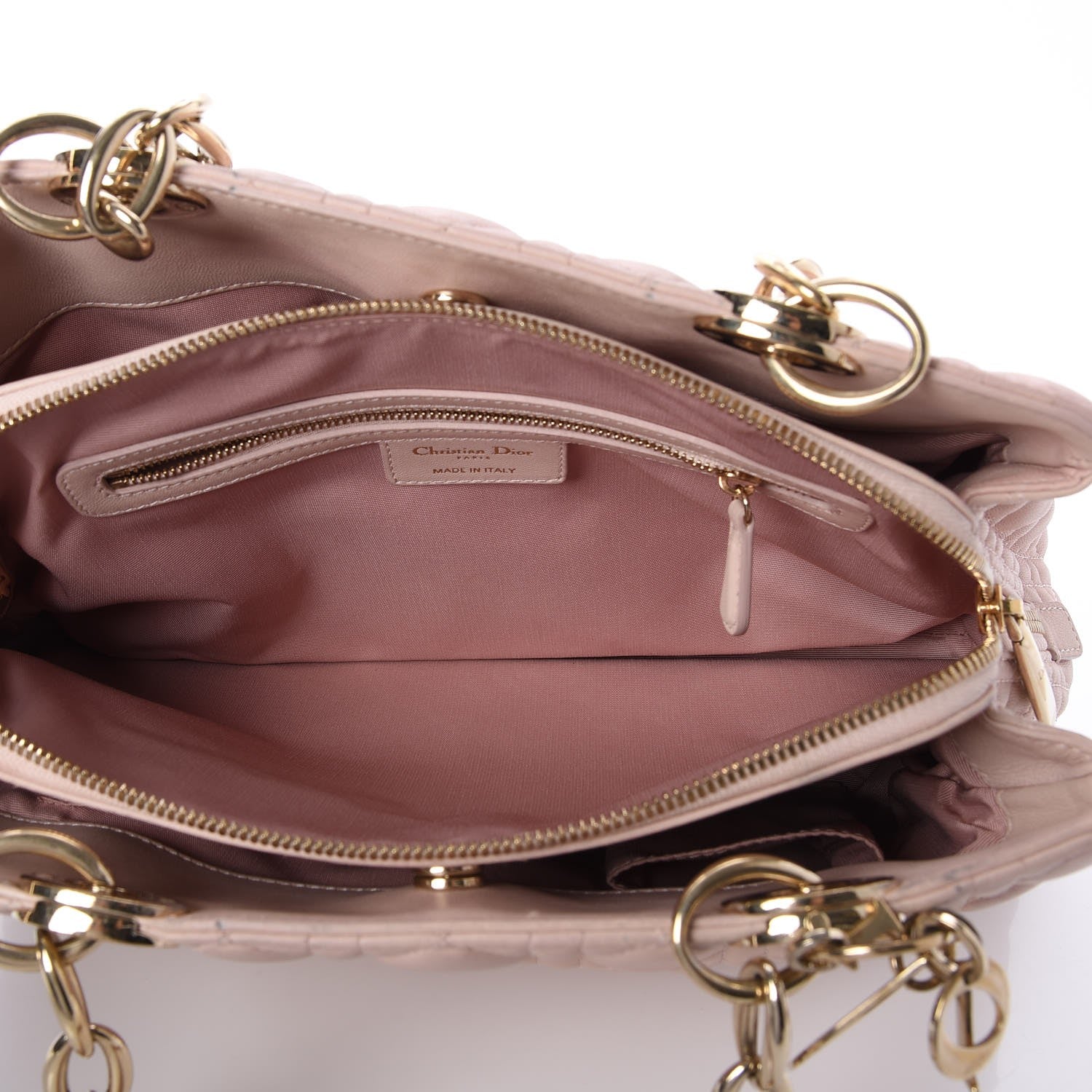 Christian Dior Lambskin Cannage Small Dior Soft Zipped Shopping Tote Light Pink 8 of 8
