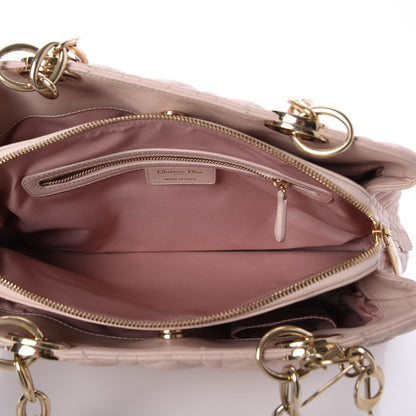 Christian Dior Lambskin Cannage Small Dior Soft Zipped Shopping Tote Light Pink 8 of 8