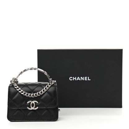 Chanel Caviar Quilted Pick Me Up Clutch With Chain Black 12 of 12