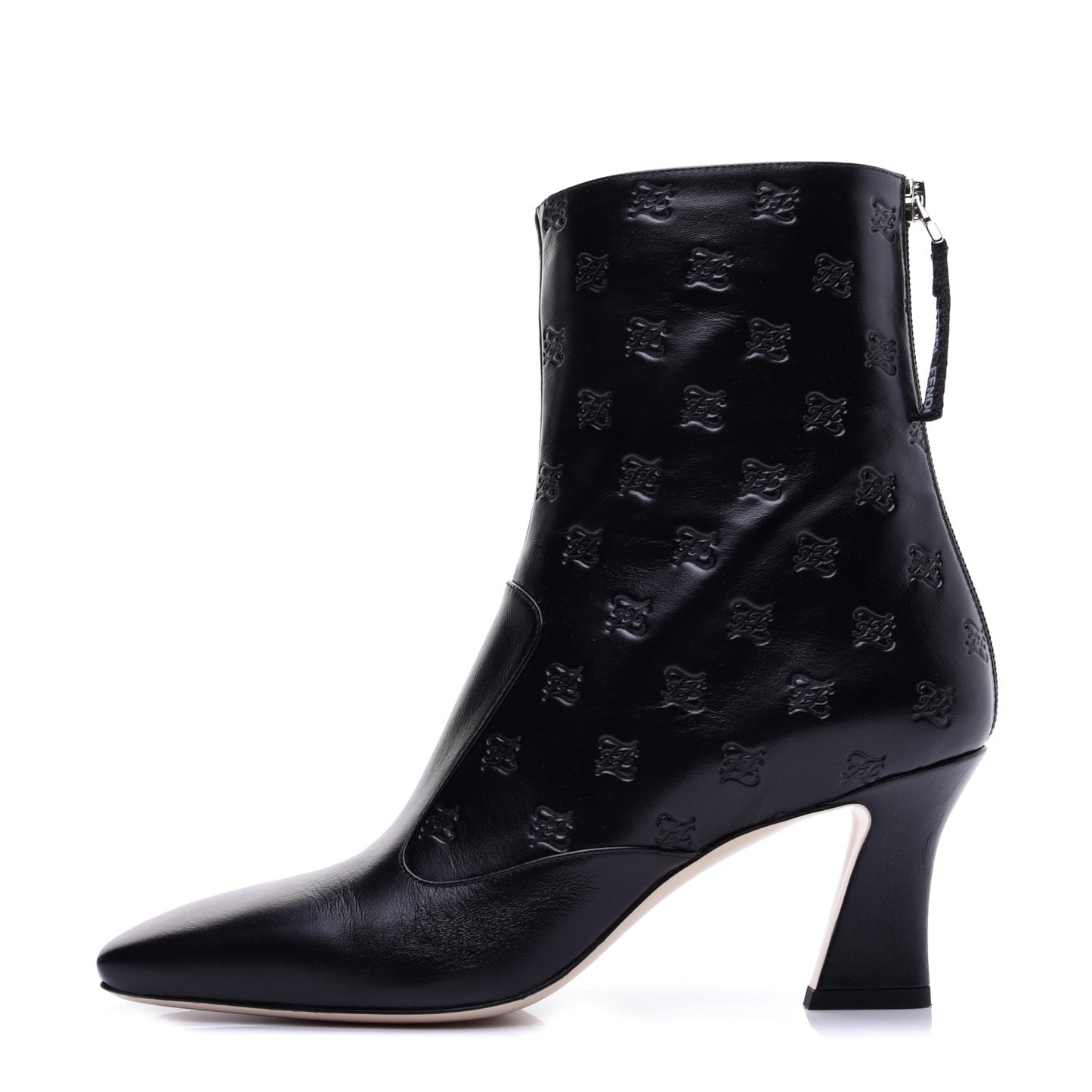 Vitello Karligraphy Embossed FFreedom Ankle Boots 39 Black