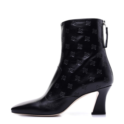 Fendi Vitello Karligraphy Embossed FFreedom Ankle Boots 39 Black 1 of 13