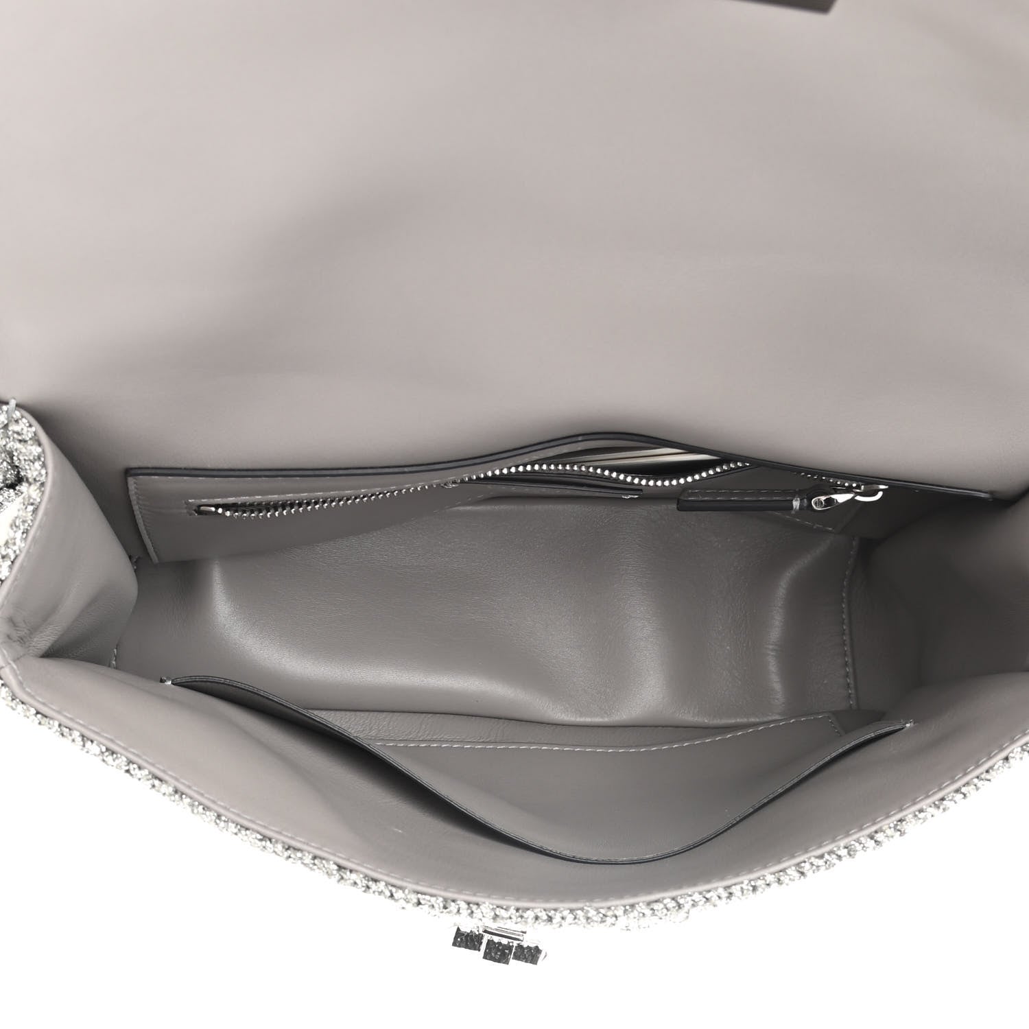 Valentino Garavani Metallic Lurex Knit Large Roman Stud Shoulder Bag Silver 5 of 9