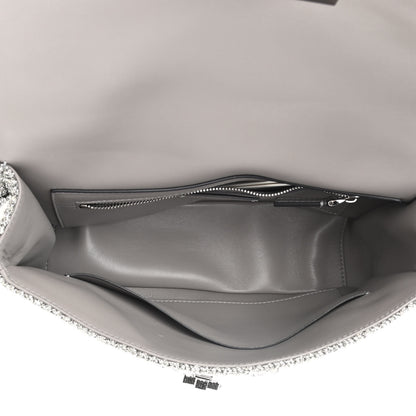 Valentino Garavani Metallic Lurex Knit Large Roman Stud Shoulder Bag Silver 5 of 9