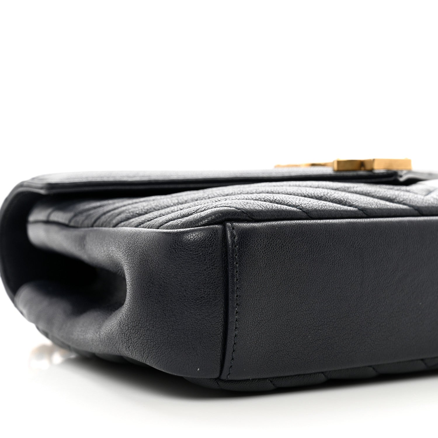 Saint Laurent Sheepskin Matelasse Chevron Monogram Medium College Bag Deep Marine 10 of 12
