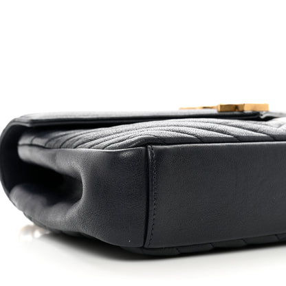 Saint Laurent Sheepskin Matelasse Chevron Monogram Medium College Bag Deep Marine 10 of 12