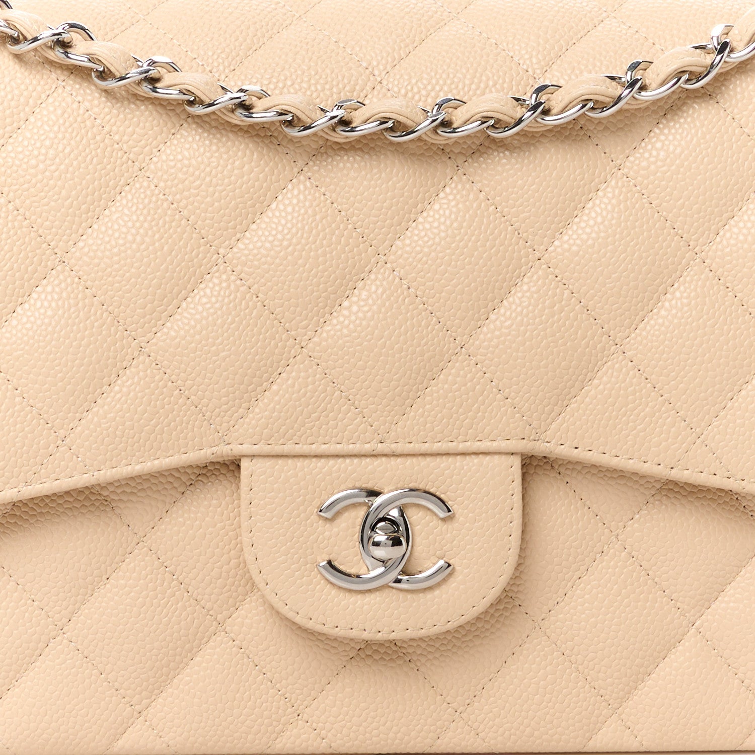 Chanel Caviar Quilted Jumbo Double Flap Beige Clair 9 of 12