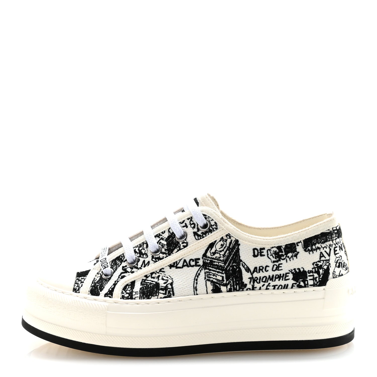 Christian Dior Canvas Embroidered Plan De Paris Womens Walk'N'Dior Platform Sneakers 36.5 White Black 1 of 20