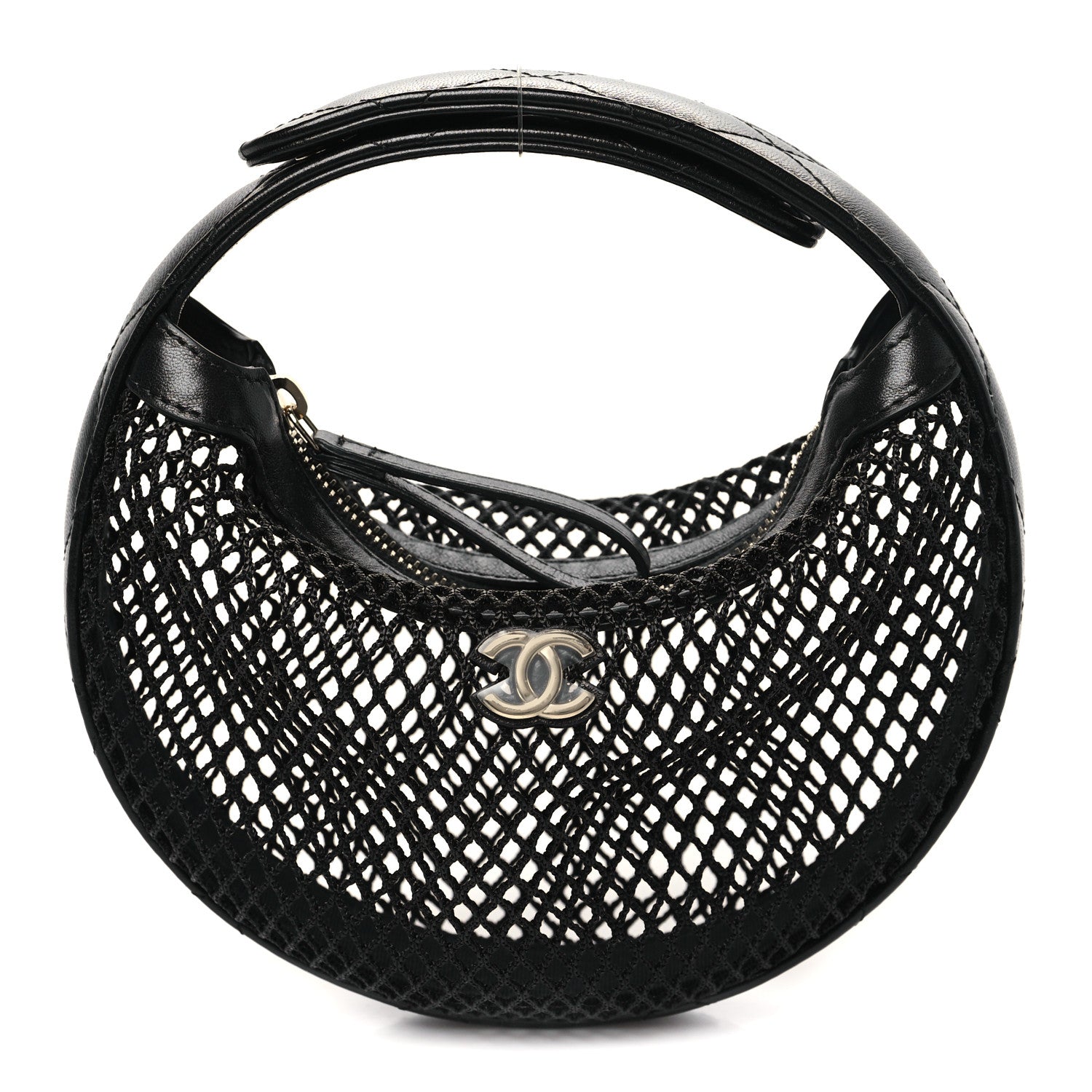 Chanel Mesh Shiny Lambskin Pouch Hobo Black 1 of 10