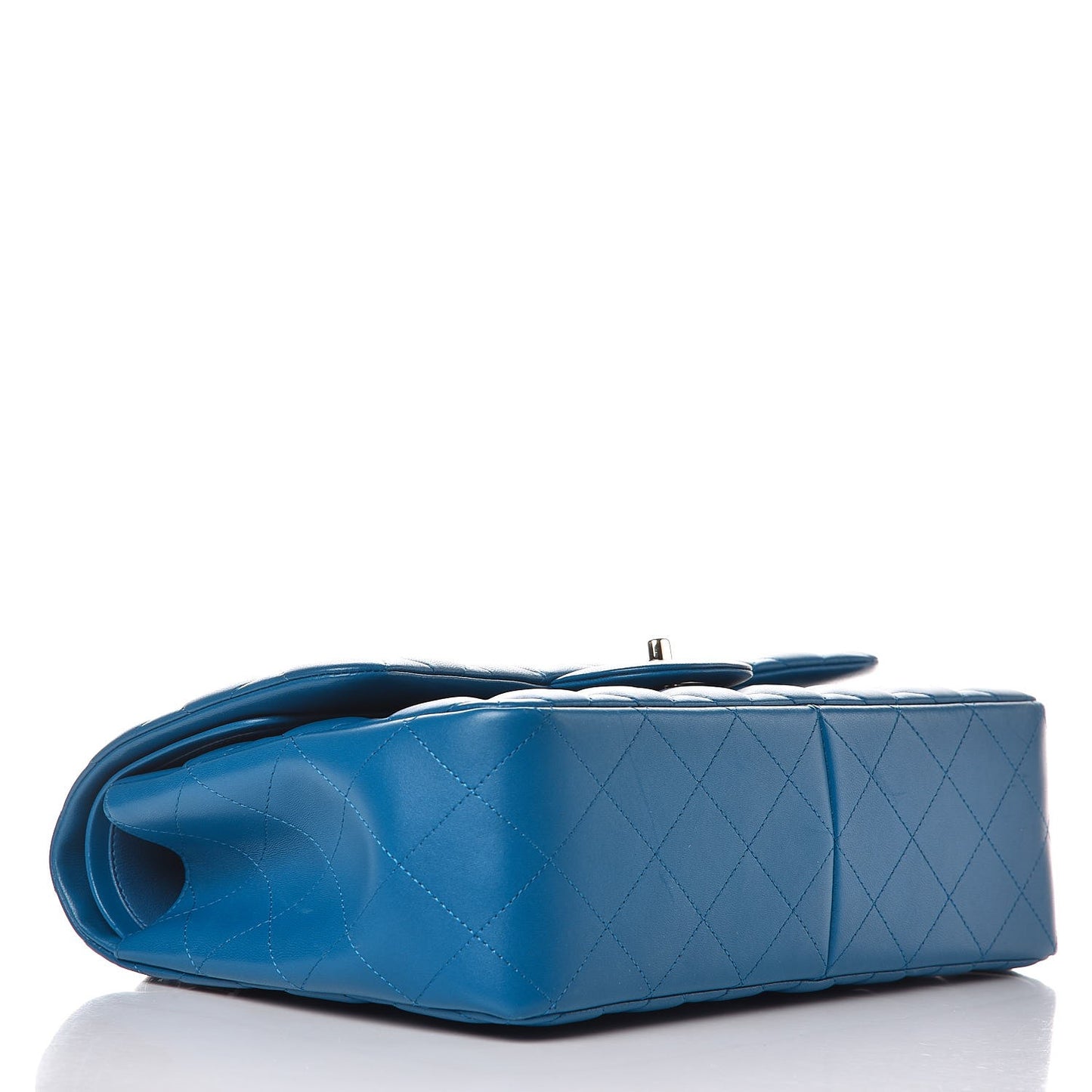 Lambskin Quilted Jumbo Double Flap Blue
