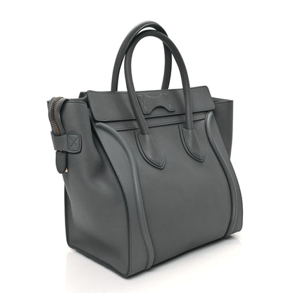 Celine Drummed Calfskin Mini Luggage Kohl 3 of 9