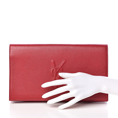 Saint Laurent Calfskin Monogram Large Belle De Jour Clutch Red 2 of 7