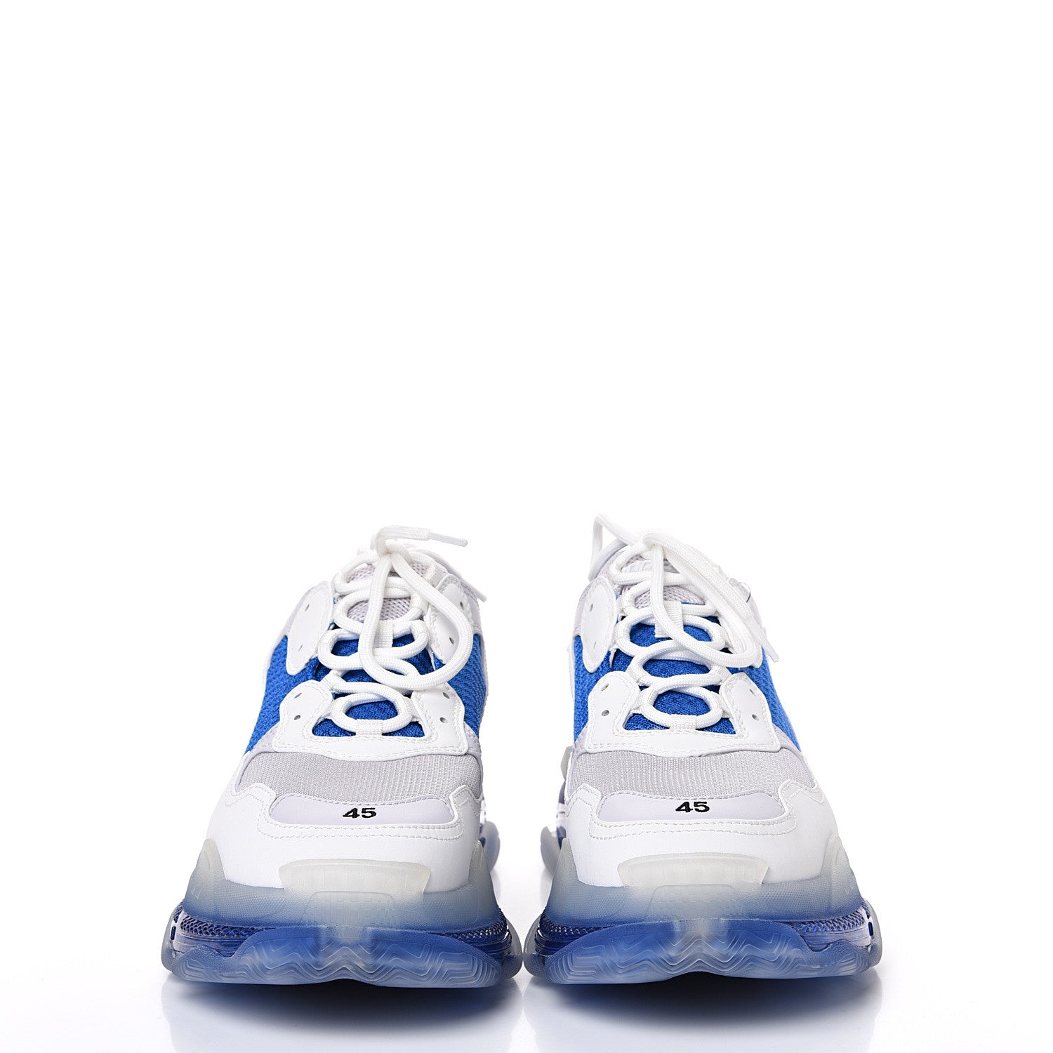 Balenciaga Fabric Mesh Clear Sole Mens Triple S Sneakers 45 White Blue Grey 2 of 8