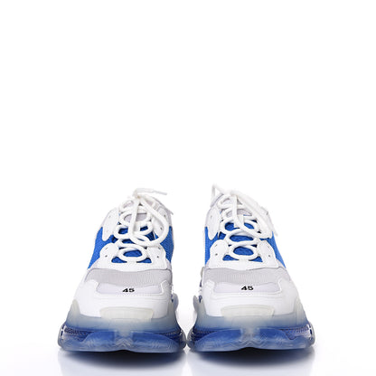 Balenciaga Fabric Mesh Clear Sole Mens Triple S Sneakers 45 White Blue Grey 2 of 8