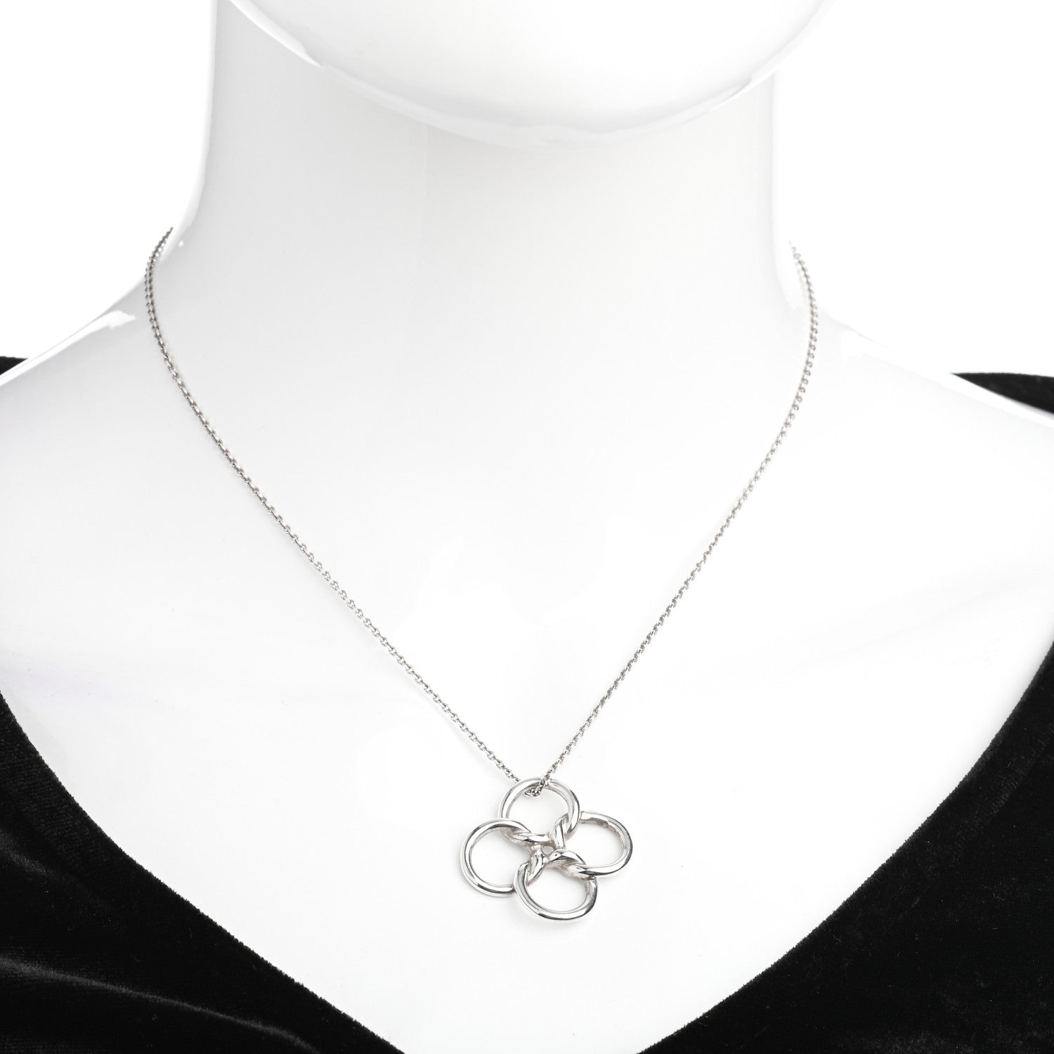 Tiffany Sterling Silver Elsa Peretti Quadrifoglio Pendant Necklace 2 of 4