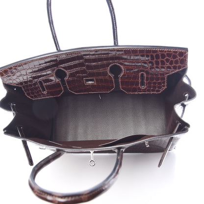 Hermes Shiny Porosus Crocodile Birkin 35 Cocoan 5 of 31