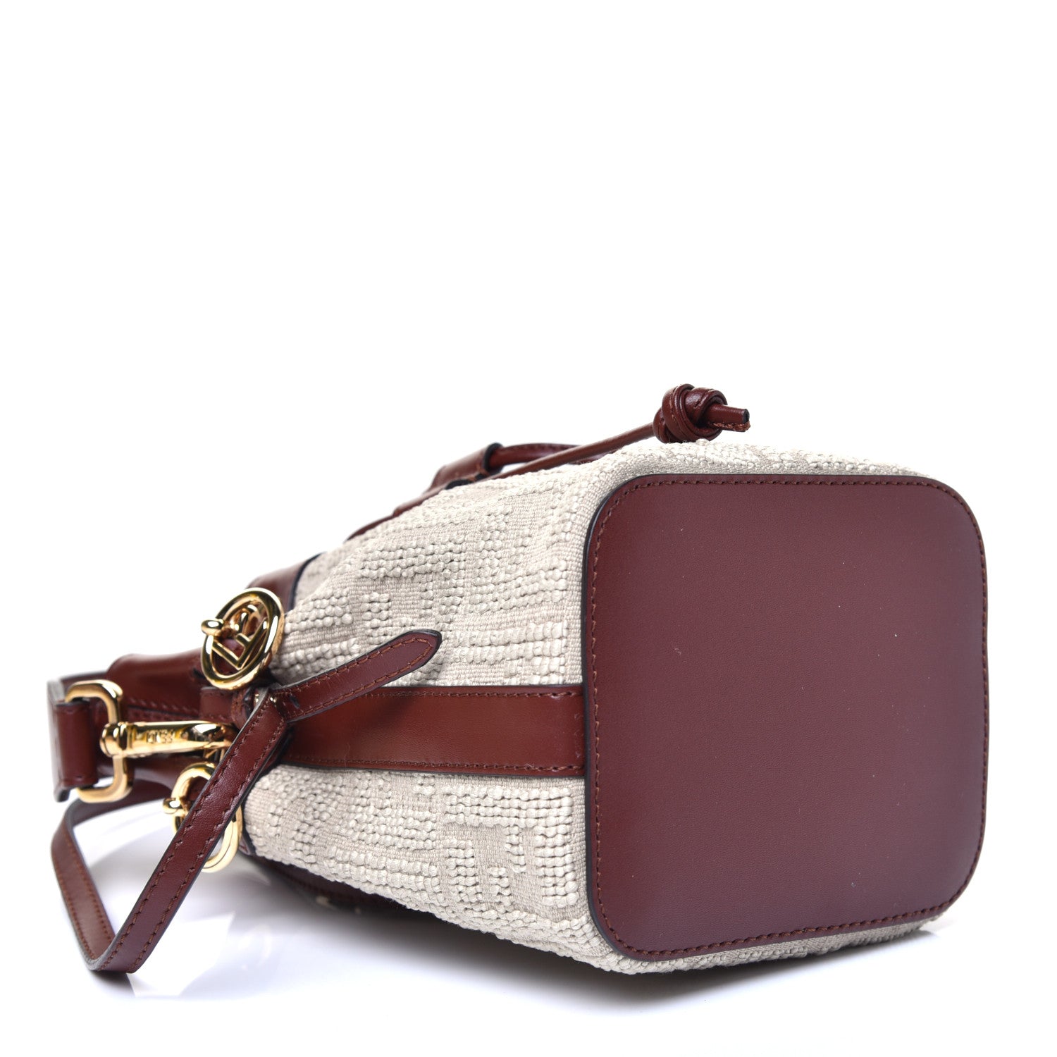 Fendi Sardinian Jacquard Vitello King F is Fendi FF 1974 Embroidered Mini Mon Tresor Bucket Bag Corda Praline 4 of 10