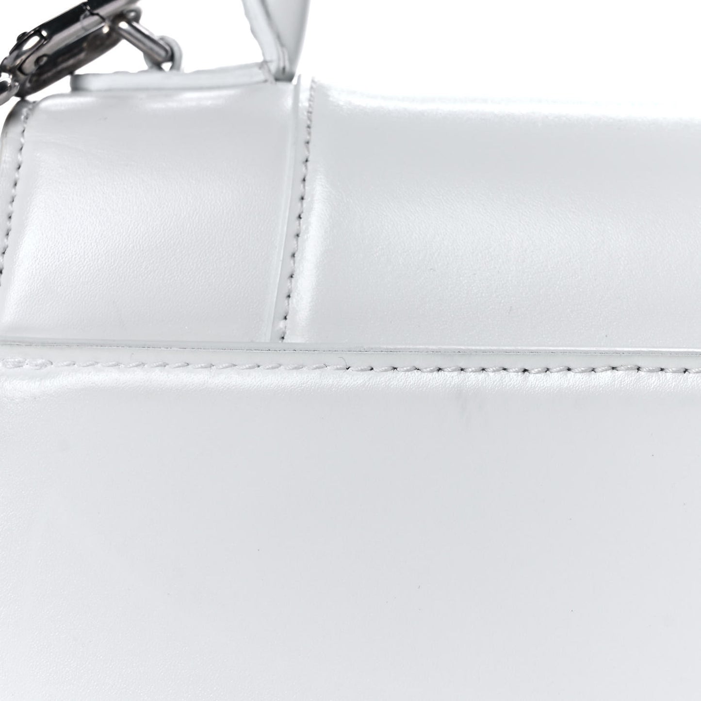 Shiny Box Calfskin Small Hourglass Top Handle Bag White